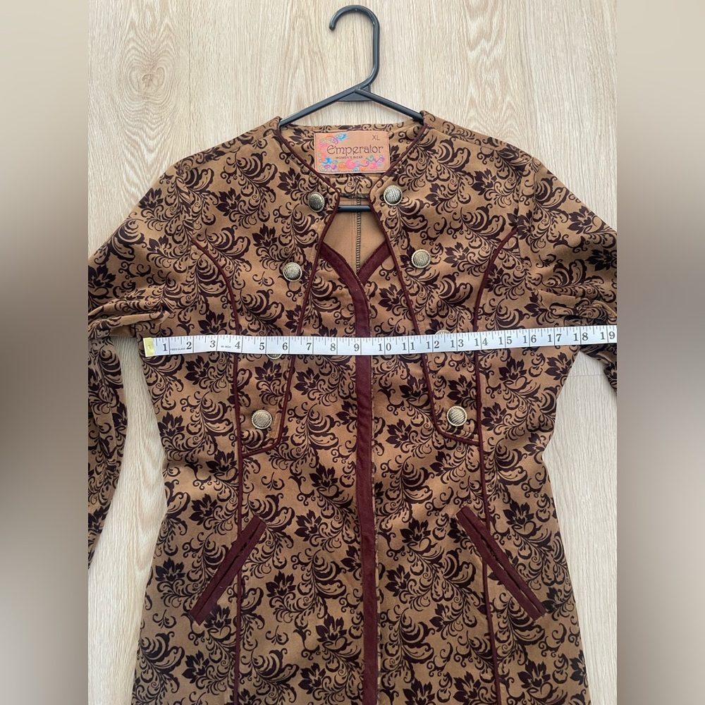 Jacquard Brocade Coat Brown Floral XL - Picture 10 of 14